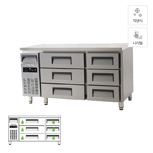유니크 업소용 에버젠 직냉식 높은 서랍식 테이블 냉장고렌탈 363L 올스텐 UDS-15DDE3-D